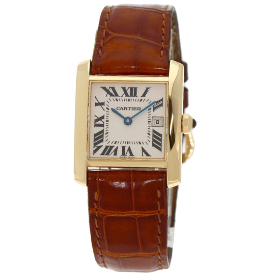 CARTIER Watches Quartz W5000356 K18YG, leather gold Tank Francaise MM Ivory dial Boys Used Authentic