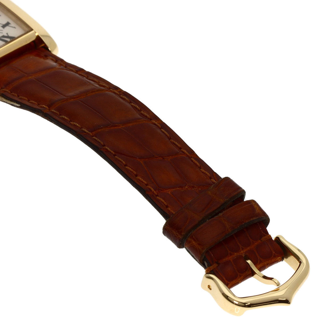 CARTIER Watches Quartz W5000356 K18YG, leather gold Tank Francaise MM Ivory dial Boys Used Authentic