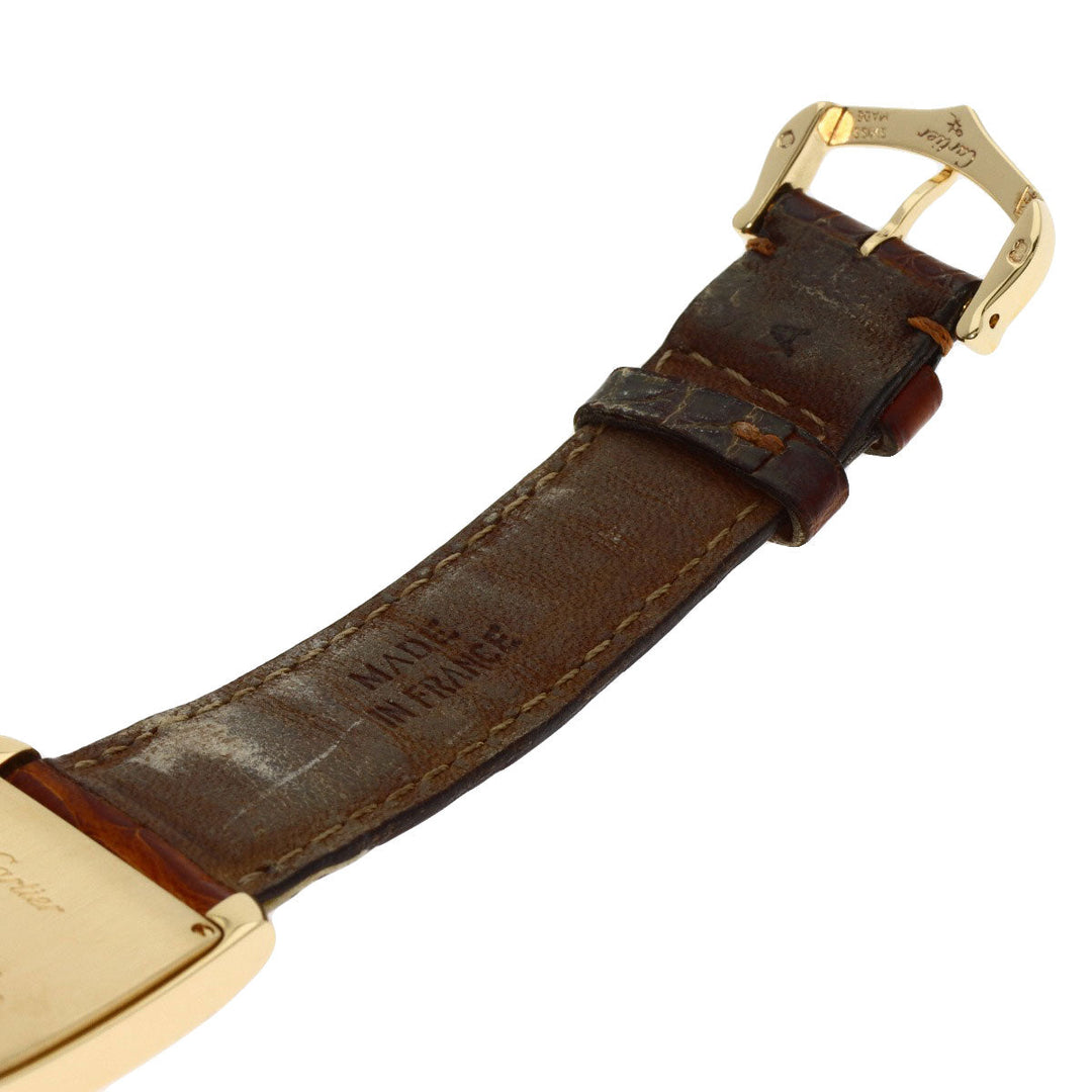 CARTIER Watches Quartz W5000356 K18YG, leather gold Tank Francaise MM Ivory dial Boys Used Authentic