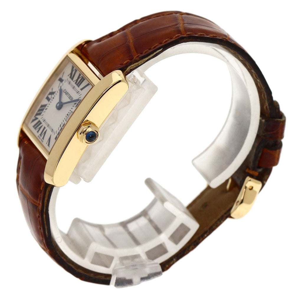 CARTIER Watches Quartz W5000356 K18YG, leather gold Tank Francaise MM Ivory dial Boys Used Authentic