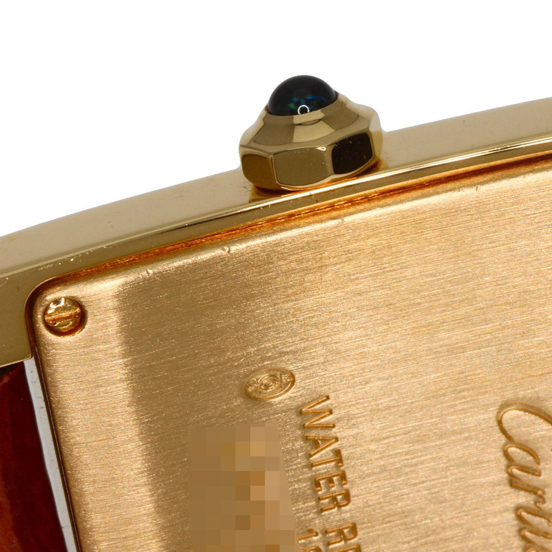 CARTIER Watches Quartz W5000356 K18YG, leather gold Tank Francaise MM Ivory dial Boys Used Authentic