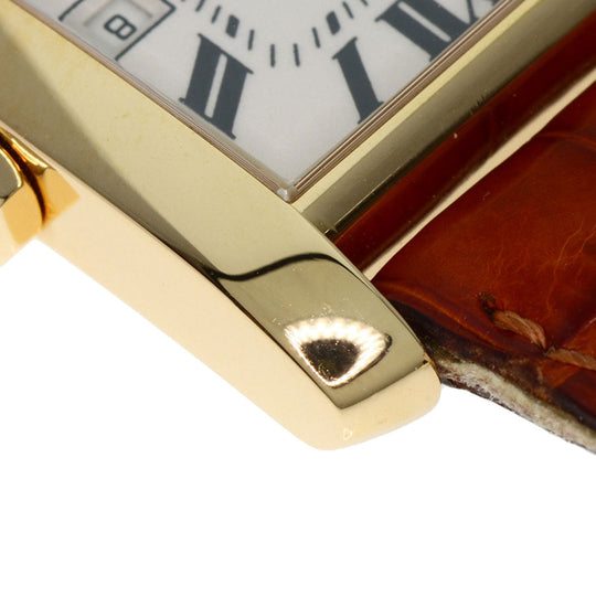 CARTIER Watches Quartz W5000356 K18YG, leather gold Tank Francaise MM Ivory dial Boys Used Authentic