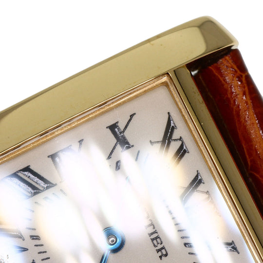 CARTIER Watches Quartz W5000356 K18YG, leather gold Tank Francaise MM Ivory dial Boys Used Authentic