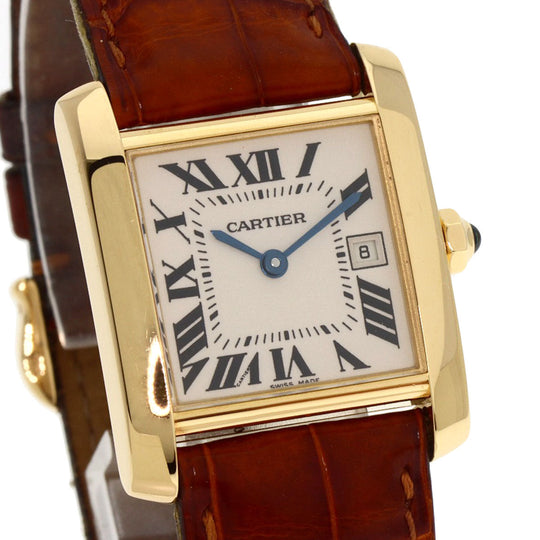 CARTIER Watches Quartz W5000356 K18YG, leather gold Tank Francaise MM Ivory dial Boys Used Authentic
