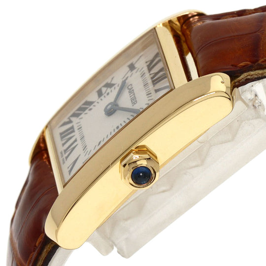 CARTIER Watches Quartz W5000356 K18YG, leather gold Tank Francaise MM Ivory dial Boys Used Authentic