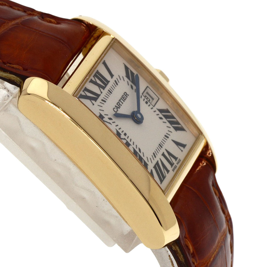 CARTIER Watches Quartz W5000356 K18YG, leather gold Tank Francaise MM Ivory dial Boys Used Authentic