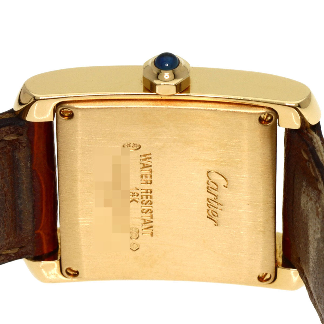 CARTIER Watches Quartz W5000356 K18YG, leather gold Tank Francaise MM Ivory dial Boys Used Authentic