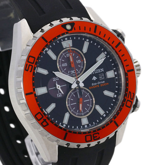 CITIZEN Watches Eco Drive CA0718-21E Stainless Steel, Rubber Silver Promaster Diver 200 black dial mens Used Authentic
