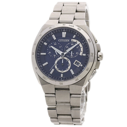 CITIZEN Watches Solar Powered Radio Watch AT3010-55L Titanium, Titanium Silver Atessa blue dial mens Used Authentic