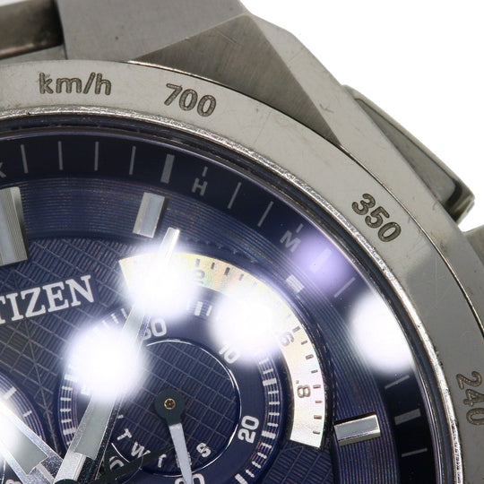 CITIZEN Watches Solar Powered Radio Watch AT3010-55L Titanium, Titanium Silver Atessa blue dial mens Used Authentic