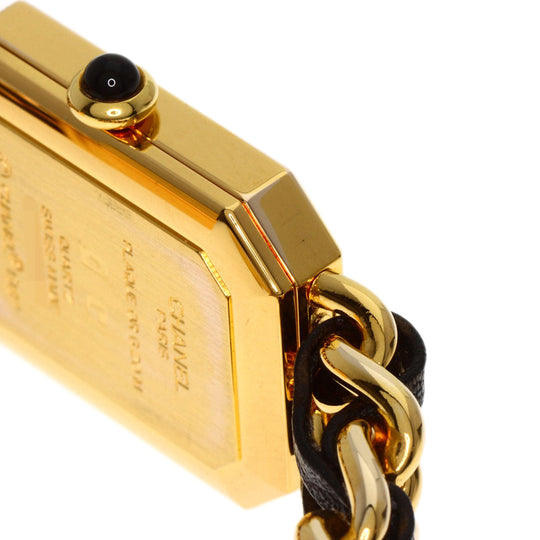 CHANEL Watches Quartz H0001 Gold Plated, Leather gold Premiere black dial Women Used Authentic