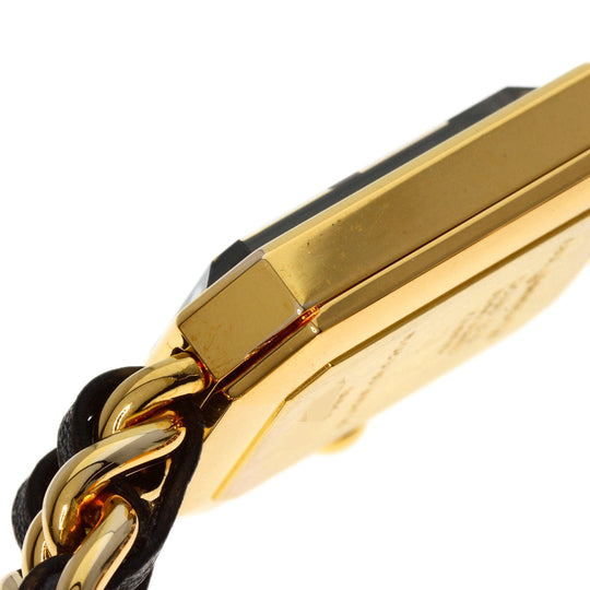 CHANEL Watches Quartz H0001 Gold Plated, Leather gold Premiere black dial Women Used Authentic