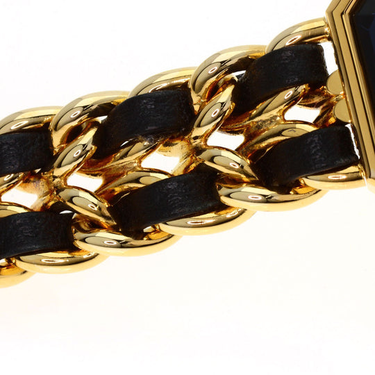 CHANEL Watches Quartz H0001 Gold Plated, Leather gold Premiere black dial Women Used Authentic