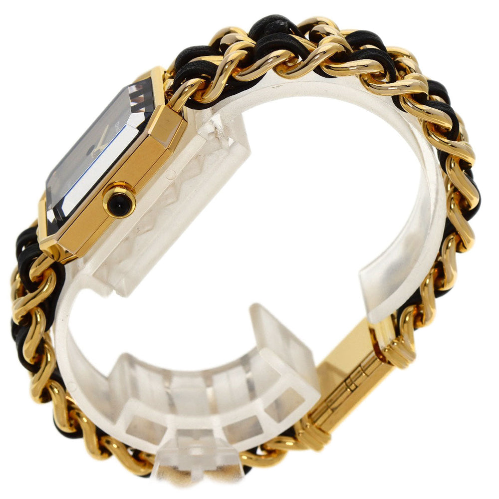CHANEL Watches Quartz H0001 Gold Plated, Leather gold Premiere black dial Women Used Authentic