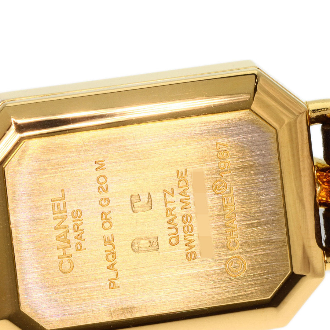 CHANEL Watches Quartz H0001 Gold Plated, Leather gold Premiere black dial Women Used Authentic