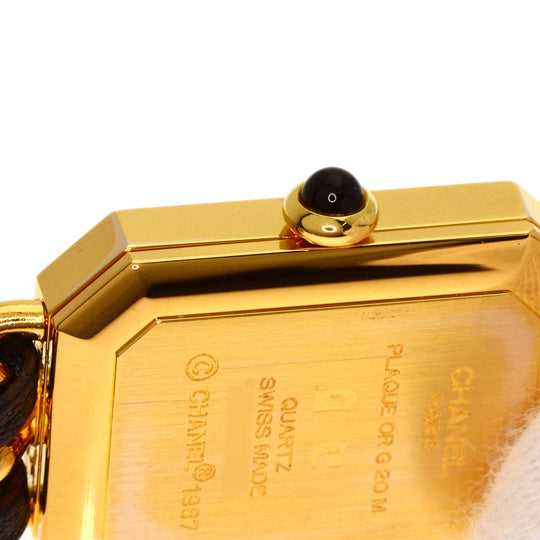 CHANEL Watches Quartz H0001 Gold Plated, Leather gold Premiere black dial Women Used Authentic