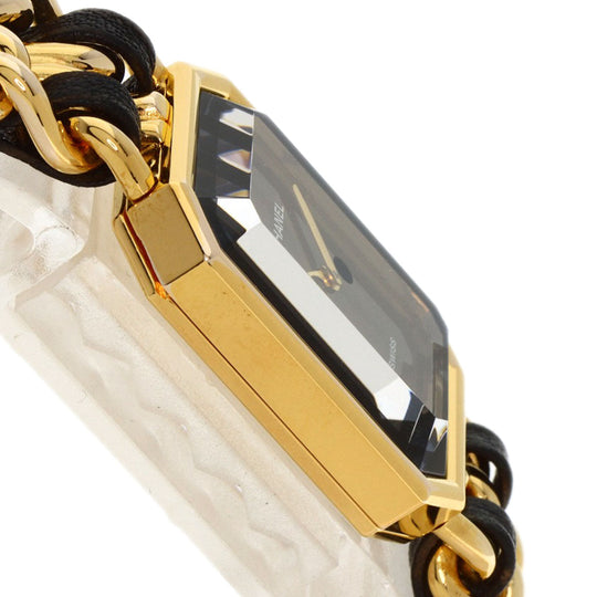 CHANEL Watches Quartz H0001 Gold Plated, Leather gold Premiere black dial Women Used Authentic