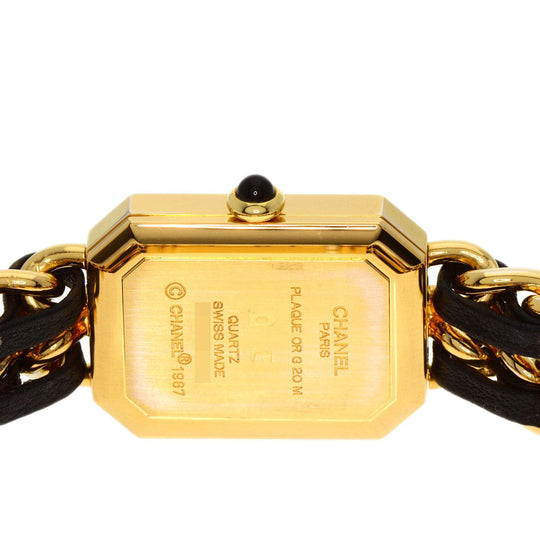 CHANEL Watches Quartz H0001 Gold Plated, Leather gold Premiere black dial Women Used Authentic