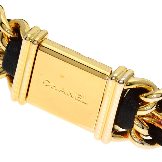 CHANEL Watches Quartz H0001 Gold Plated, Leather gold Premiere black dial Women Used Authentic