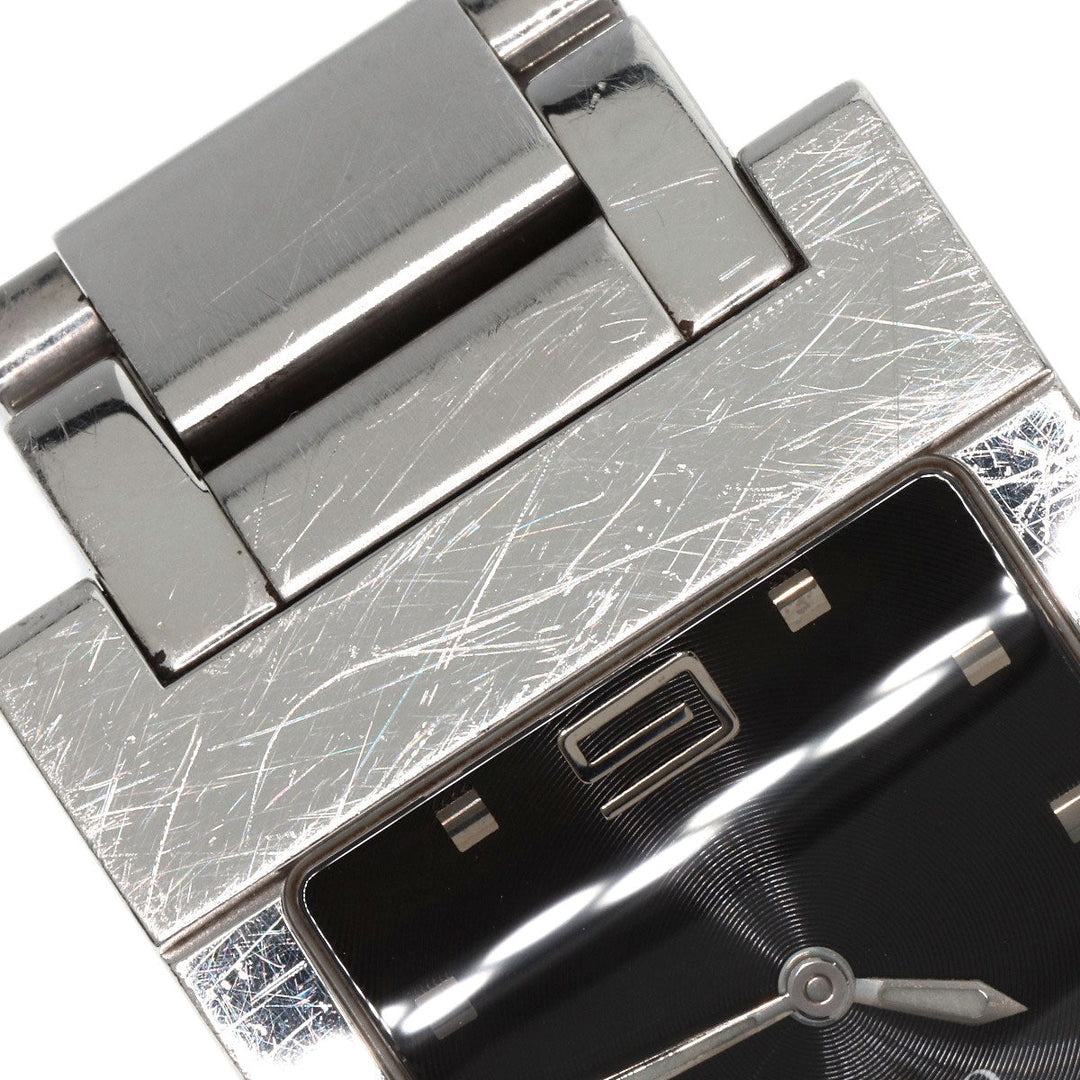 GUCCI Watches Quartz 7700M Stainless Steel , Stainless Steel Silver Square face black dial mens Used Authentic