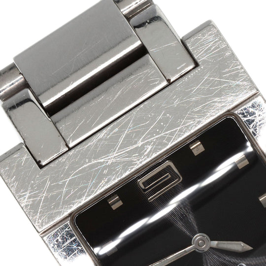 GUCCI Watches Quartz 7700M Stainless Steel , Stainless Steel Silver Square face black dial mens Used Authentic