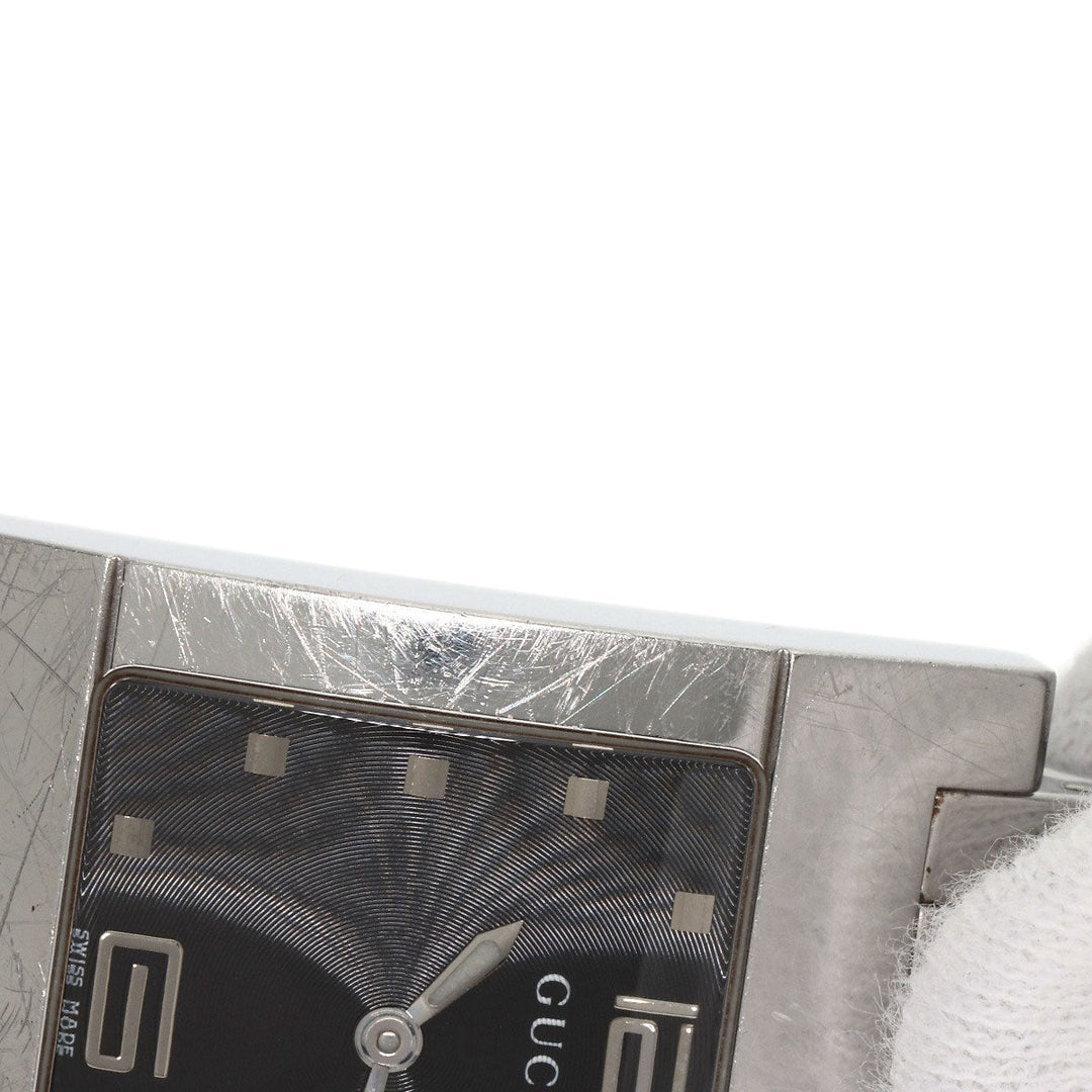 GUCCI Watches Quartz 7700M Stainless Steel , Stainless Steel Silver Square face black dial mens Used Authentic