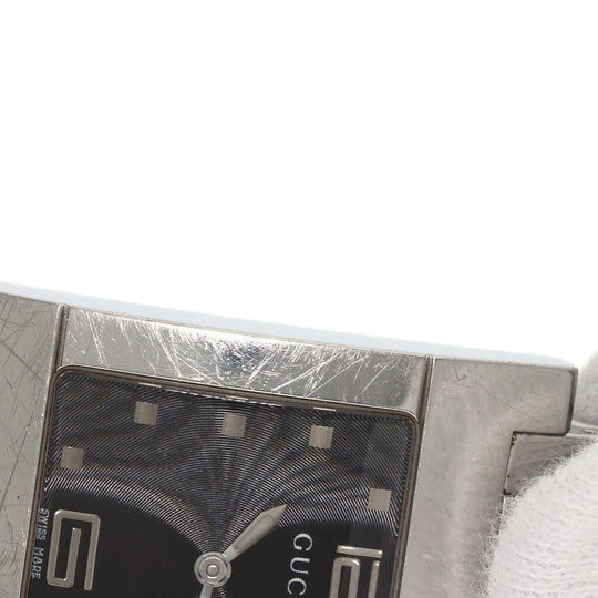 GUCCI Watches Quartz 7700M Stainless Steel , Stainless Steel Silver Square face black dial mens Used Authentic