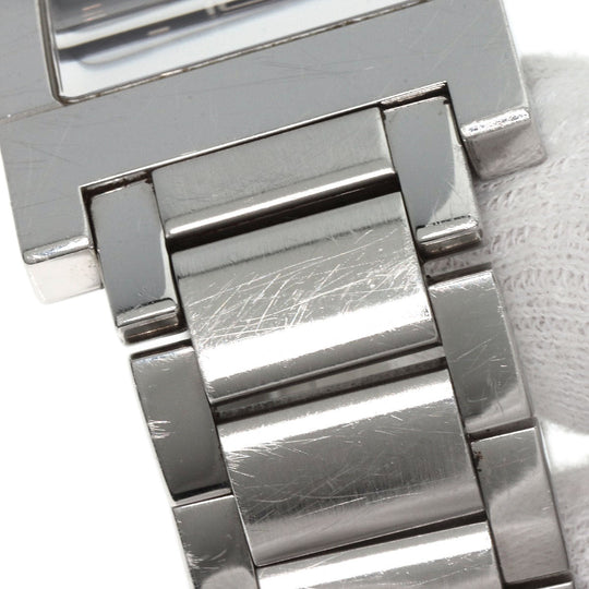 GUCCI Watches Quartz 7700M Stainless Steel , Stainless Steel Silver Square face black dial mens Used Authentic