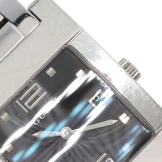 GUCCI Watches Quartz 7700M Stainless Steel , Stainless Steel Silver Square face black dial mens Used Authentic