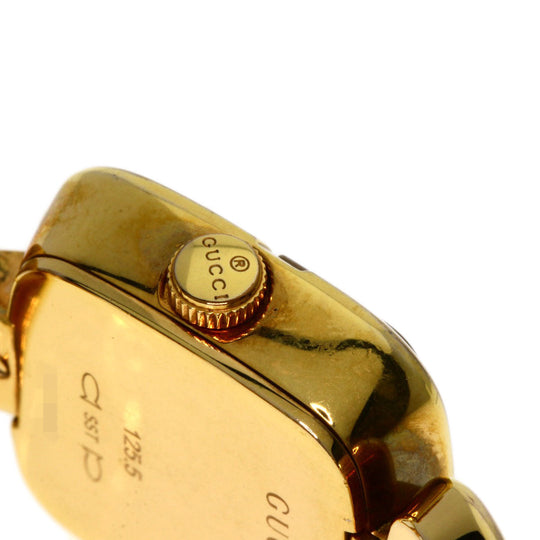 GUCCI Watches Quartz 125.5 Gold Plated , Gold Plated gold G Collection 3P Diamond Square black dial Women Used Authentic