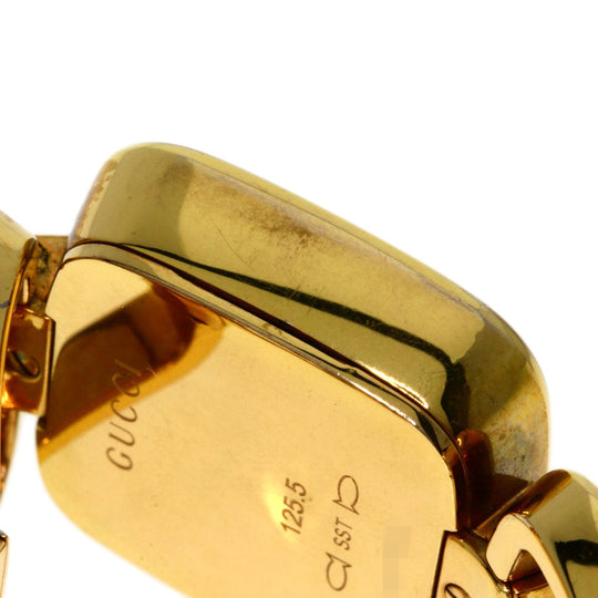 GUCCI Watches Quartz 125.5 Gold Plated , Gold Plated gold G Collection 3P Diamond Square black dial Women Used Authentic