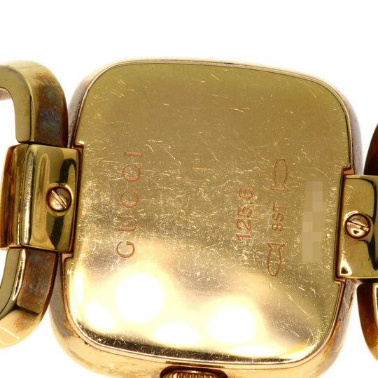 GUCCI Watches Quartz 125.5 Gold Plated , Gold Plated gold G Collection 3P Diamond Square black dial Women Used Authentic