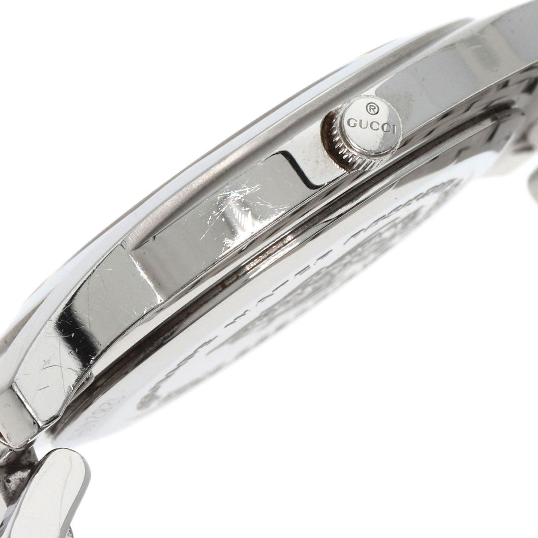 GUCCI Watches Quartz 5500M Stainless Steel , Stainless Steel Silver Round face black dial mens Used Authentic