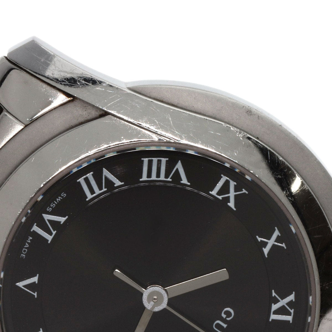 GUCCI Watches Quartz 5500M Stainless Steel , Stainless Steel Silver Round face black dial mens Used Authentic