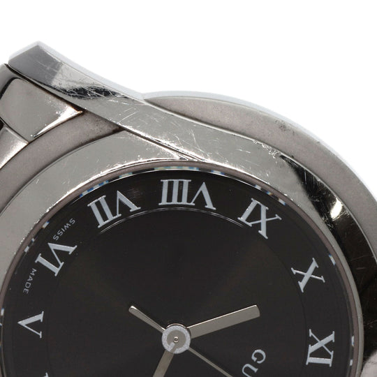 GUCCI Watches Quartz 5500M Stainless Steel , Stainless Steel Silver Round face black dial mens Used Authentic