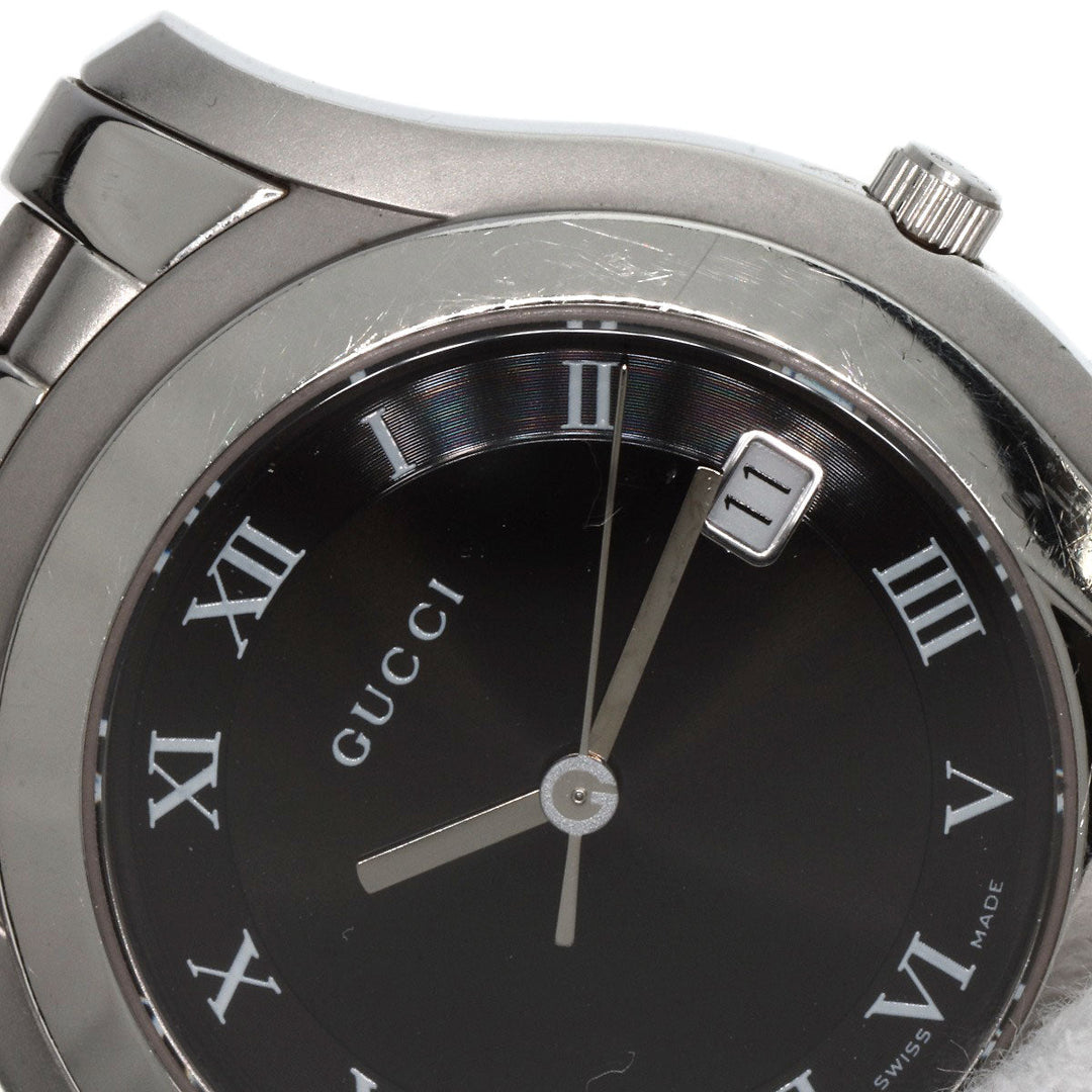 GUCCI Watches Quartz 5500M Stainless Steel , Stainless Steel Silver Round face black dial mens Used Authentic