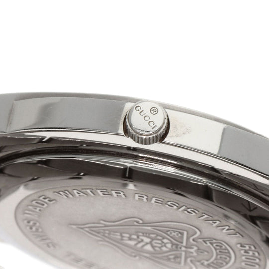 GUCCI Watches Quartz 5500M Stainless Steel , Stainless Steel Silver Round face black dial mens Used Authentic