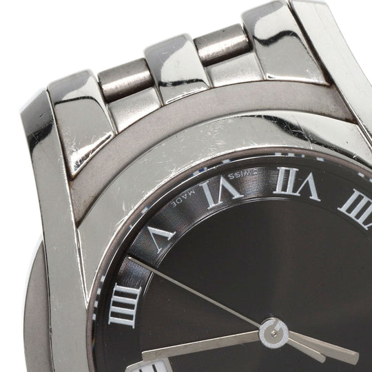 GUCCI Watches Quartz 5500M Stainless Steel , Stainless Steel Silver Round face black dial mens Used Authentic