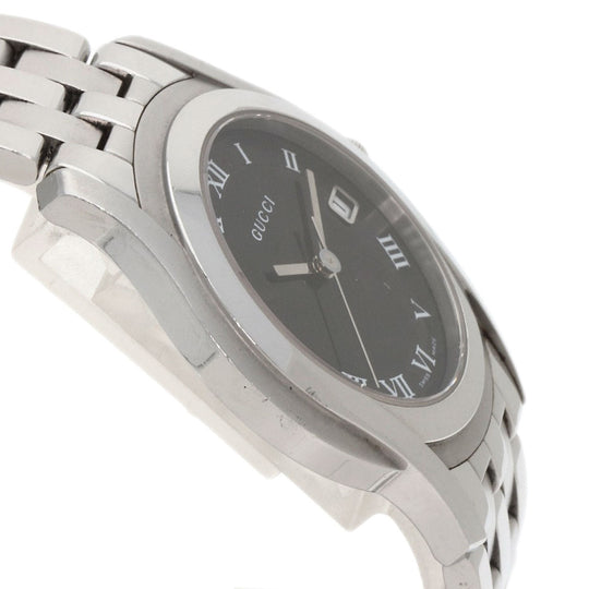 GUCCI Watches Quartz 5500M Stainless Steel , Stainless Steel Silver Round face black dial mens Used Authentic