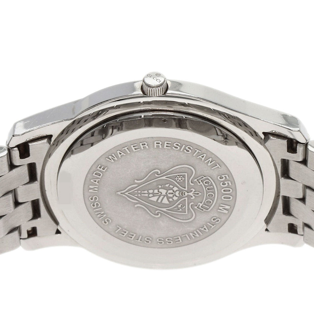 GUCCI Watches Quartz 5500M Stainless Steel , Stainless Steel Silver Round face black dial mens Used Authentic