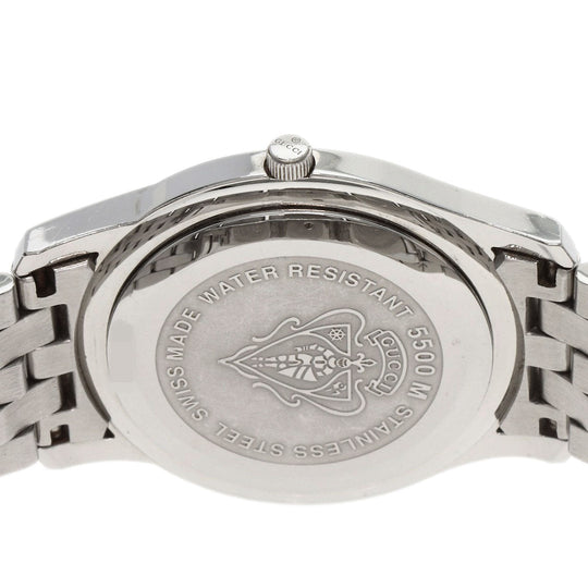 GUCCI Watches Quartz 5500M Stainless Steel , Stainless Steel Silver Round face black dial mens Used Authentic