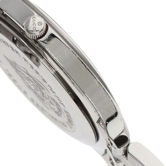 GUCCI Watches Quartz 5500M Stainless Steel , Stainless Steel Silver Round face black dial mens Used Authentic
