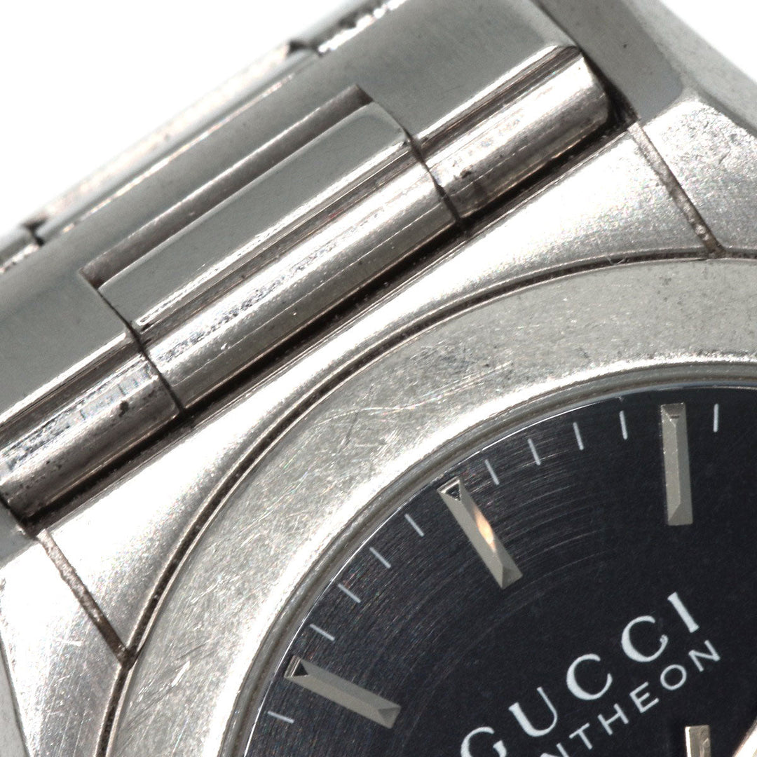 GUCCI Watches Quartz 115.5 Stainless Steel , Stainless Steel Silver Pantheon black dial Women Used Authentic