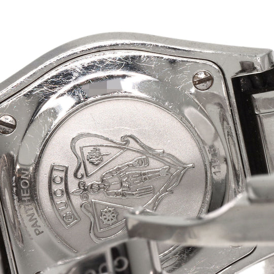 GUCCI Watches Quartz 115.5 Stainless Steel , Stainless Steel Silver Pantheon black dial Women Used Authentic