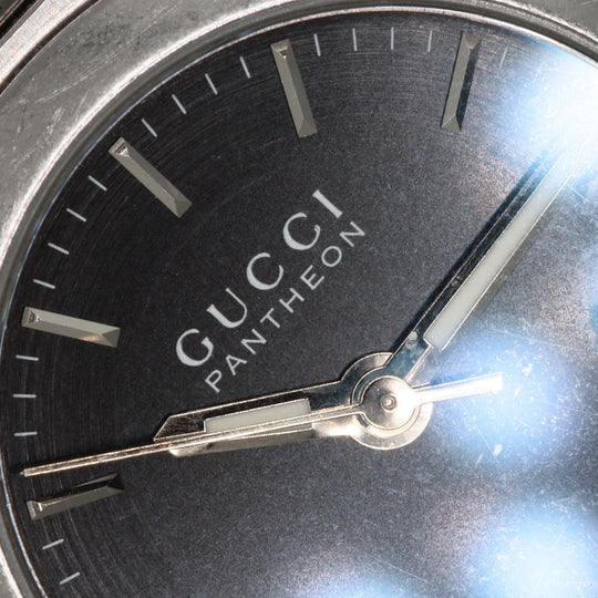 GUCCI Watches Quartz 115.5 Stainless Steel , Stainless Steel Silver Pantheon black dial Women Used Authentic