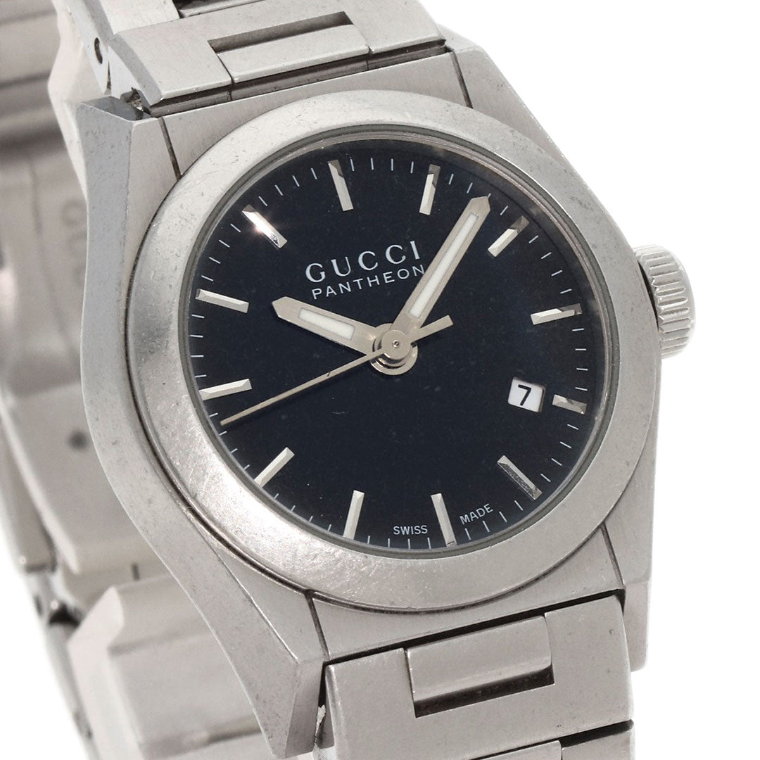 GUCCI Watches Quartz 115.5 Stainless Steel , Stainless Steel Silver Pantheon black dial Women Used Authentic