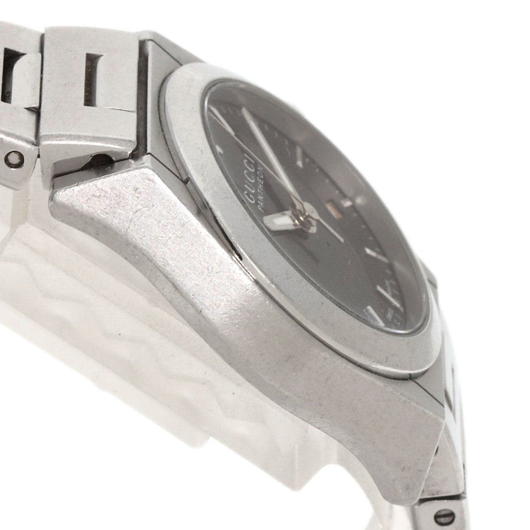 GUCCI Watches Quartz 115.5 Stainless Steel , Stainless Steel Silver Pantheon black dial Women Used Authentic