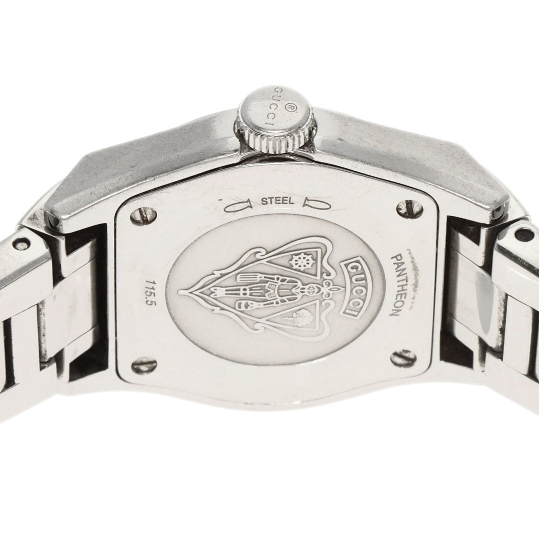 GUCCI Watches Quartz 115.5 Stainless Steel , Stainless Steel Silver Pantheon black dial Women Used Authentic