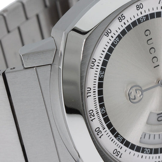GUCCI Watches Quartz YA157302 Stainless Steel , Stainless Steel Silver Grip Chronograph Silver dial mens Used Authentic