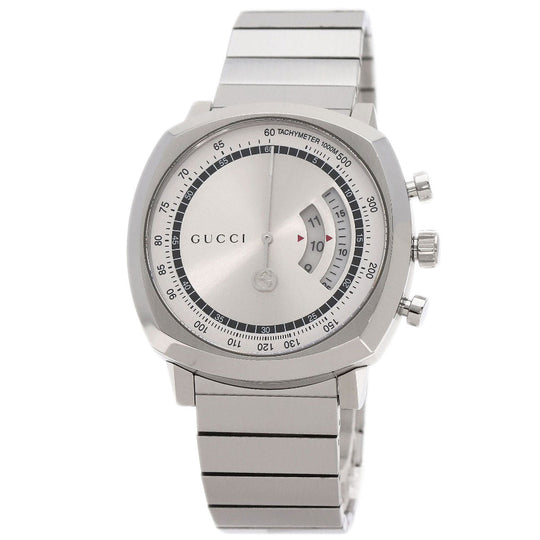 GUCCI Watches Quartz YA157302 Stainless Steel , Stainless Steel Silver Grip Chronograph Silver dial mens Used Authentic